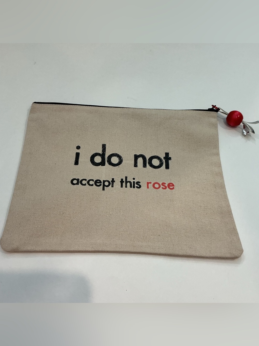 MARCIA MADE IT I Do Not Accept This Rose Canvas Zip Pouch - Natural